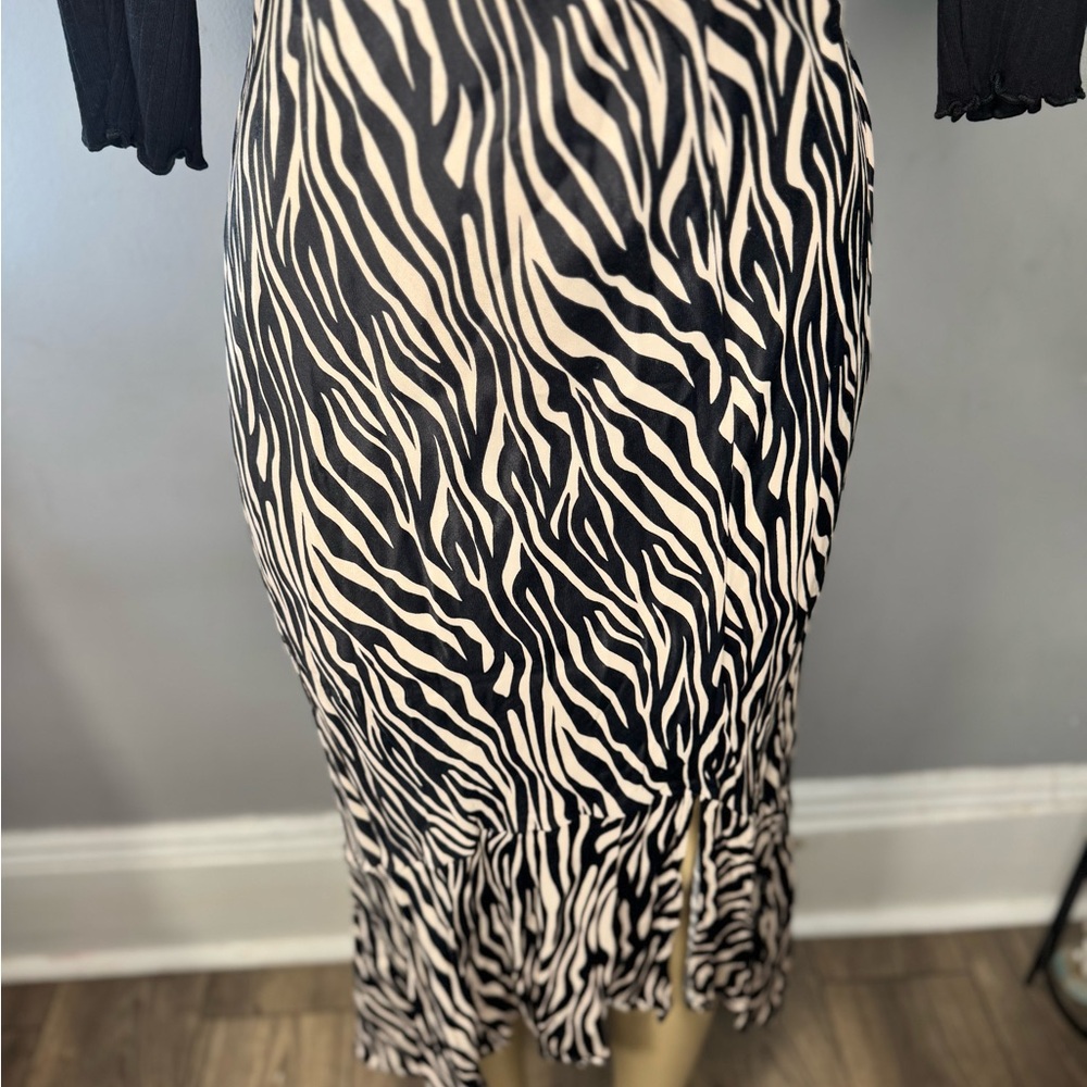 Anthropologie Black and White Zebra Pencil Skirt